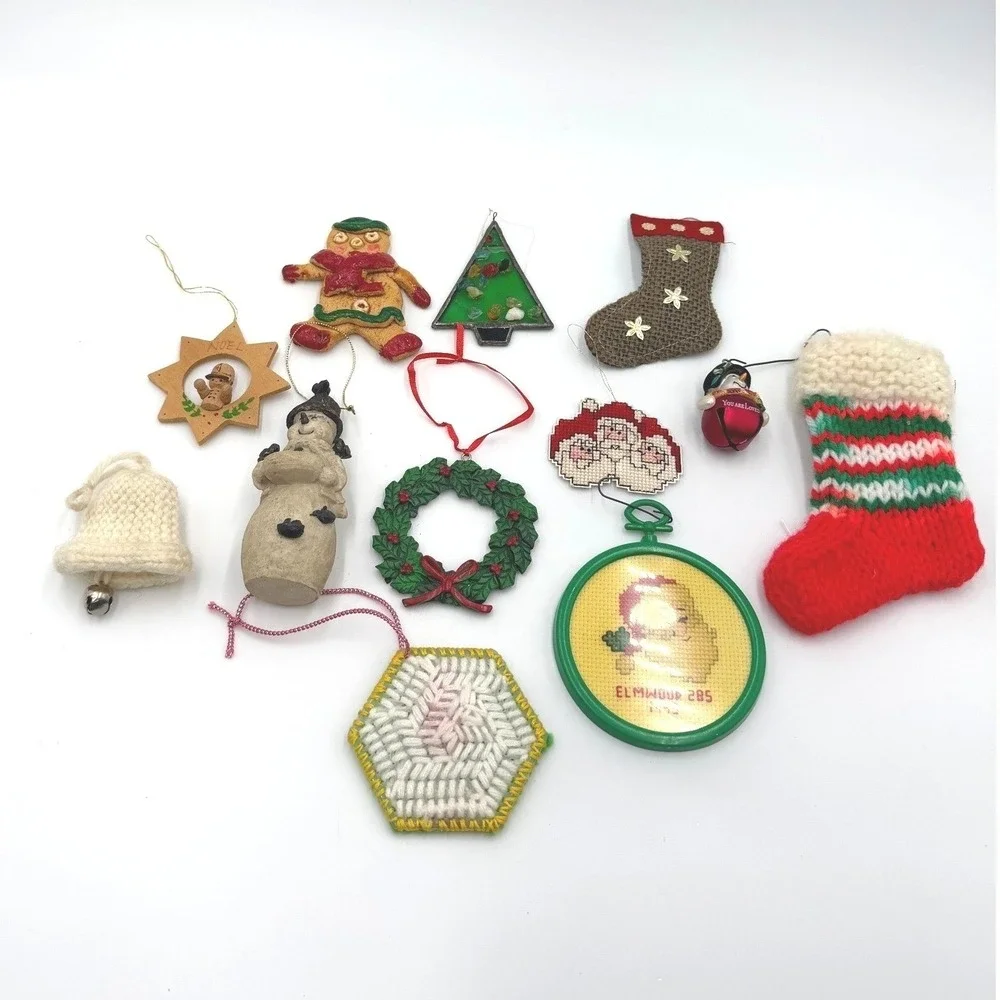 Christmas Ornament‎ Lot 12 Vintage Style Holiday Decorations Gingerbread Snowman